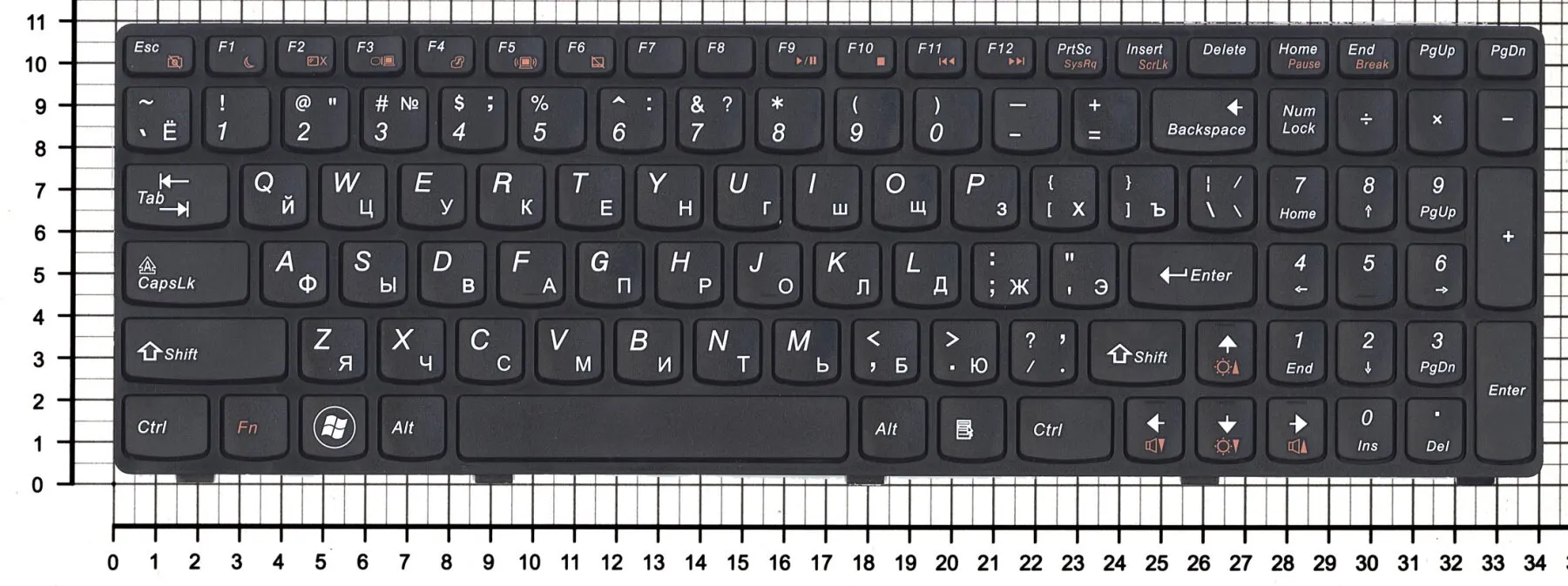 Клавиатура для Lenovo Ideapad G580 G585 Z580 Z585 Z780 G780 V580 Series Русская Чёрная с черной рамкой
