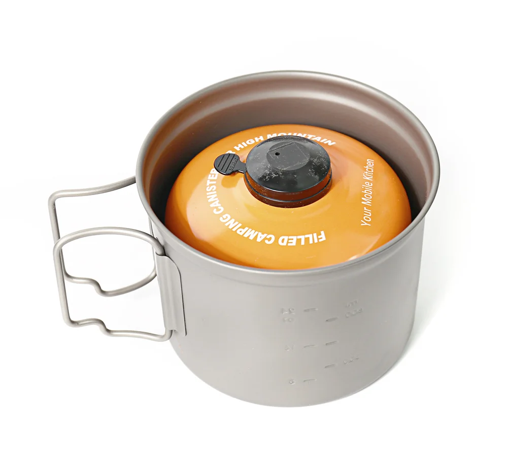 TOAKS POT-900-D115 из чистого титана Сверхлегкая уличная кружка с крышкой и складной ручкой походная посуда 900 мл 124 г