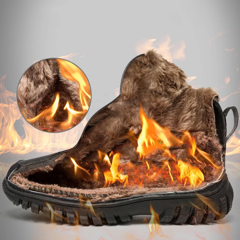 Мужские зимние уличные кроссовки теплые плюшевые Ботинки Ботильоны хлопковая