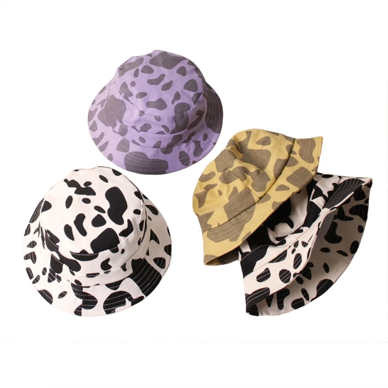 

Unisex Children Cow Print Bucket Kids Boys Girls Lightweight Portable Sun Hats Reduce UV Harm Protect Eyes