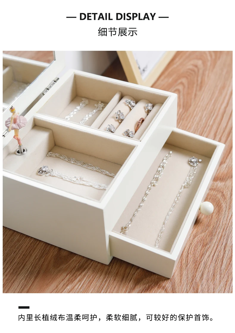 Wooden Photo Frame+ Music Box+ Jewelry Box Ballerina Music Box Gifts Birthday Presents for Girl Girlfriend Ballet Jewellery Box