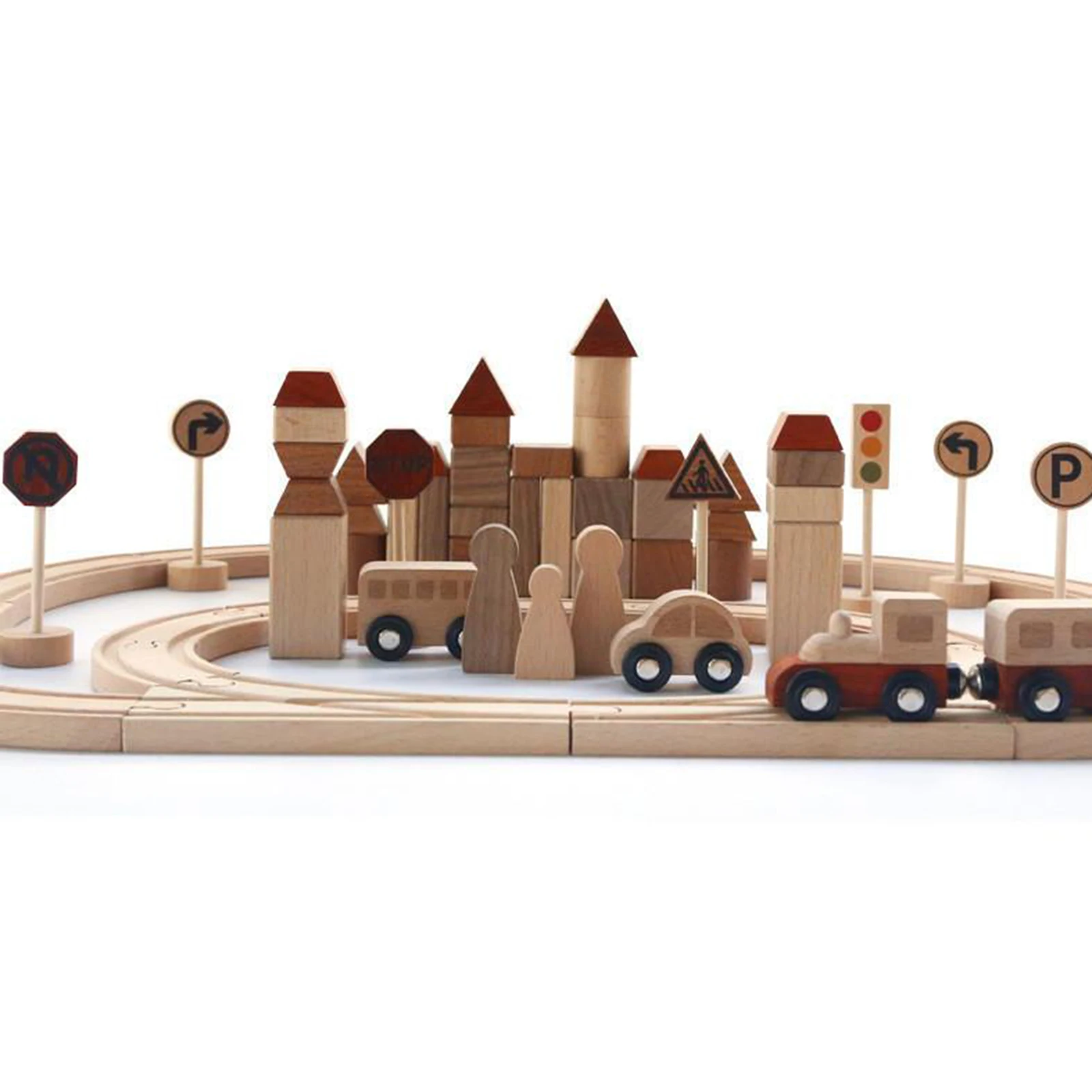 

Wooden Train Tracks Early Educational Toy for Kids 3,4,5 Years Old and Up