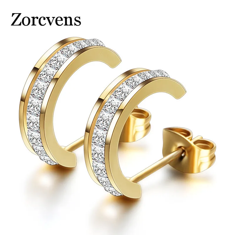 Модные роскошные женские серьги Кольцо из нержавеющей стали с инкрустированным