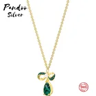 PANDOO модное Очаровательное ожерелье из чистого серебра 925 пробы оригинальная копия 1:1, ретро элегантное зеленое ожерелье с кулоном, женские роскошные ювелирные изделия, подарки