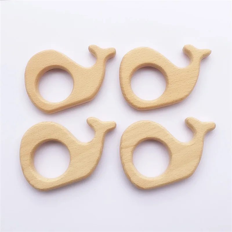 

Chenkai 10pcs Wood Whale Teether Ring DIY Organic Eco-friendly Unfinished Nature Baby Pacifier Rattle Teething Grasping Toy