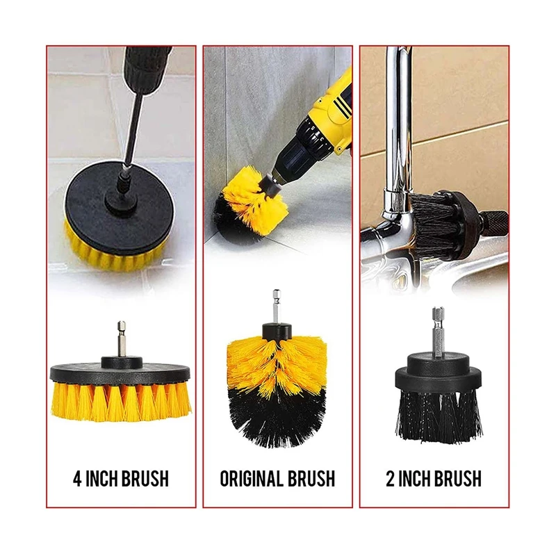 

Drill Brush Set,Scrub Pads Sponge Power Scrubber Brush Kit with Extend Long Attachment,for Bathroom,Kitchen,Car,Grout