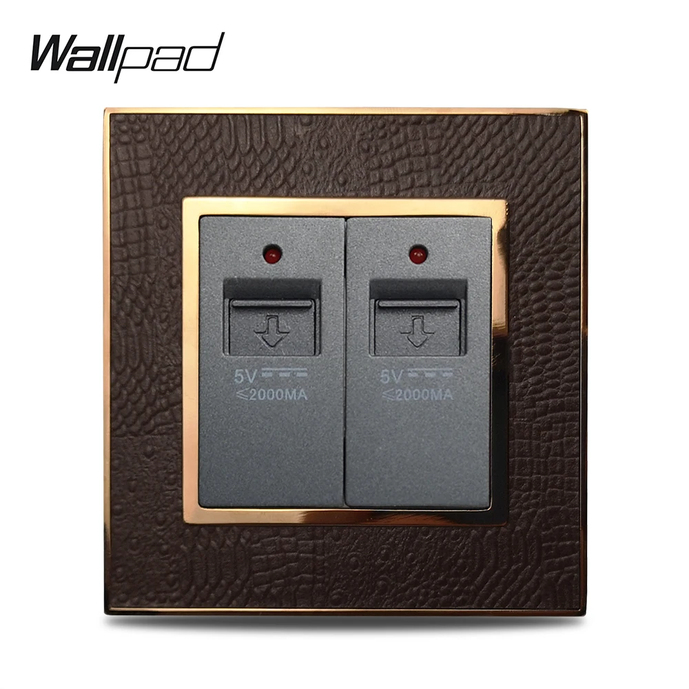Горячая продажа 2 Зарядка с usb разъемом Wallpad роскошная кожаная панель Серебряная