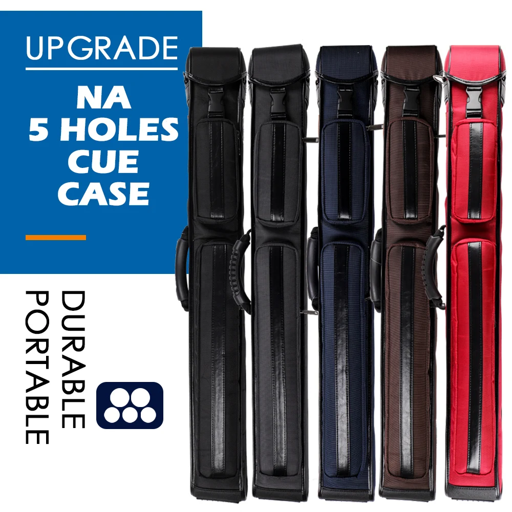 NA 1/2 Pool Cue Case Nylon Material 5 Holes 5 Colors Carrying Bag Stick Case Durable Billiard  Accessories Fit 2 Butt 3 Shafts