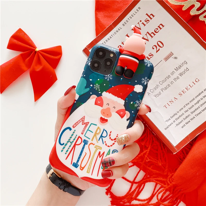 Christmas Cartoon Deer Phone Case For iPhone 11 Pro Max XR XS X Silicone Matte Cover 7 8 Plus 6 6S Xmas Gifts |