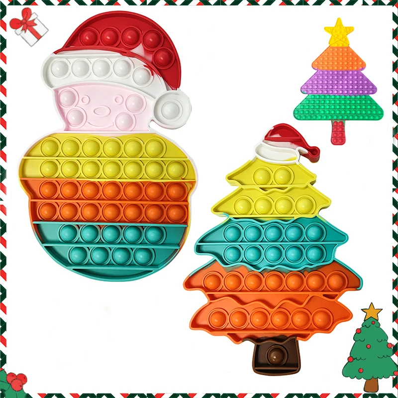 

New Christmas Figet Toys Santa Claus Christmas Tree Push Bubble Anti Stress Toys Rainbow Dimple Fingertip Toy For Kids Xmas Gift