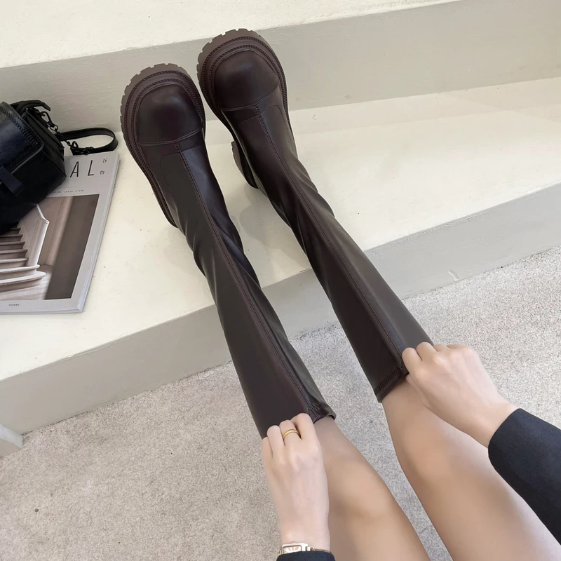 

Брендовая женская обувь зимние сапоги женские сапоги-Женские привлекательные сапоги с круглым носком на высоком каблуке привлекательная М...