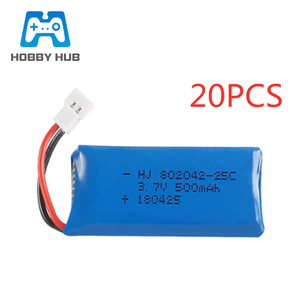 Аккумулятор Lipo 3,7 в 500 мАч 25C 802042 для Hubsan X4 H107 H107L H107C H107D Udi U942A U816 JXD385, детали для радиоуправляемого квадрокоптера, батарея 3,7 в