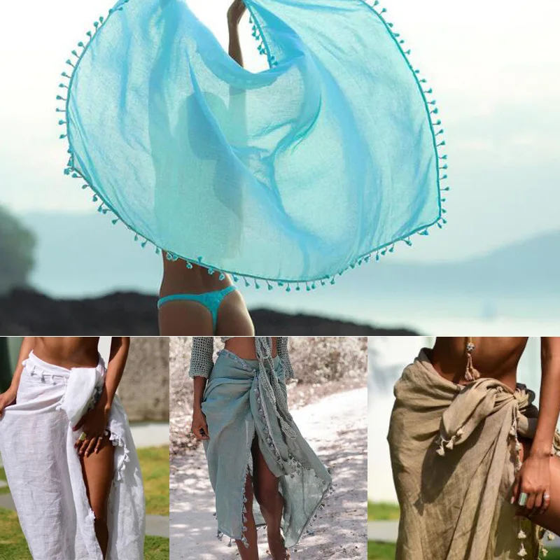 Платье женское пляжное в стиле бохо милое однотонное хлопковое с накидкой и