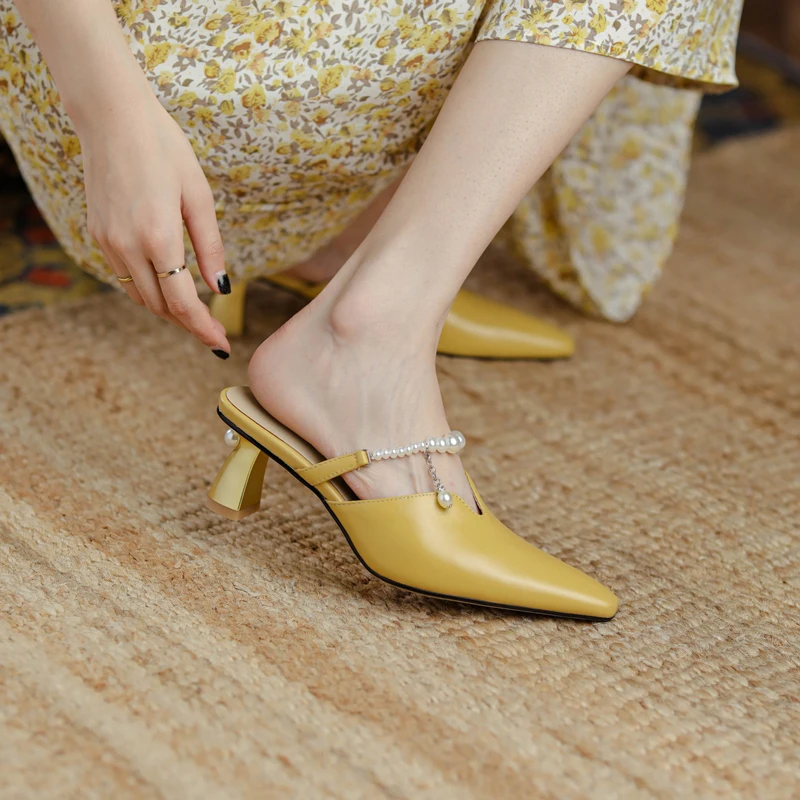 

JOCHEBED HU 2021 New Arrival Women Sandals Summer Shallow Party Wedding Shoes Fashion Sheepskin High Heels Ladies Sandals