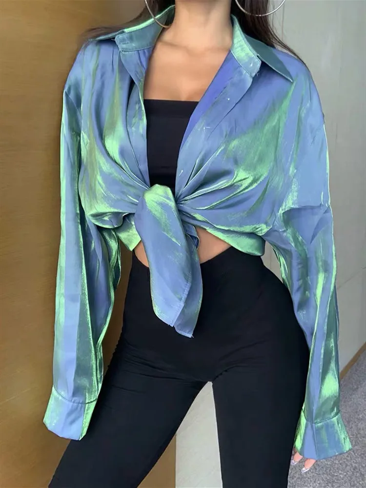 Новинка 2019 рубашка в гонконгском стиле ранней осени женская блузка с блестками