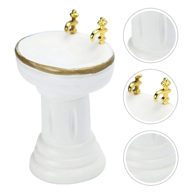 

1:12 Dollhouse Bathroom Sink Wash Tub Miniature Furniture Dollhouse Bathroom Accessories Toy for Kids