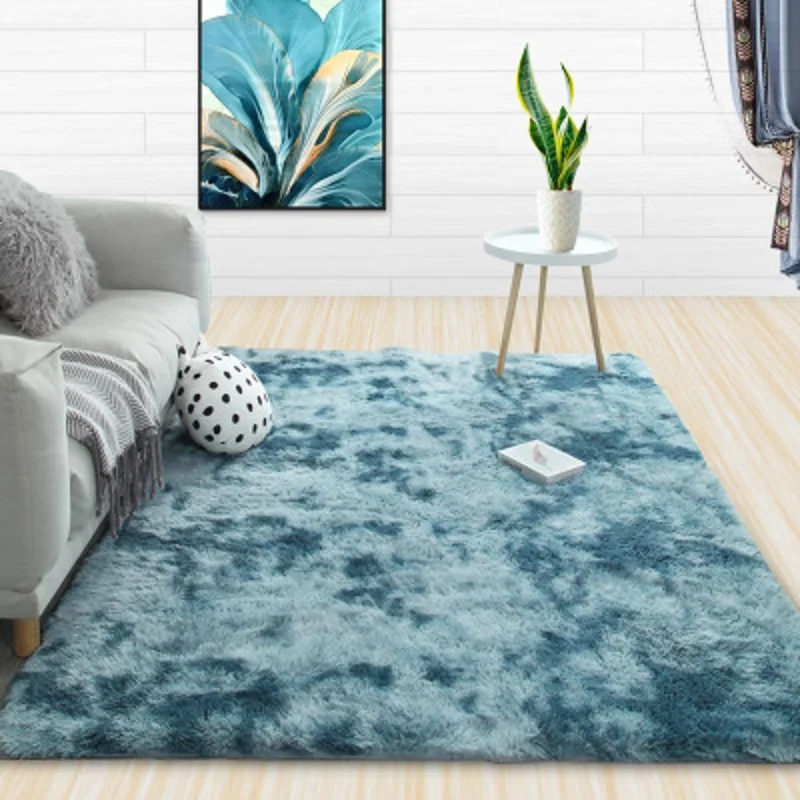 

Dropshipping Modern Home Rug Tie Dyeing Plush Soft Carpet For Living Room Northern Europe Anti-slip Floor Mats Water Absorption