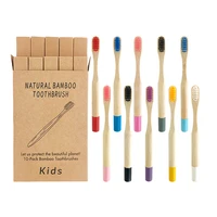 10pcslot natural colorful bamboo wood toothbrush for child bamboo wooden soft tooth brushes charcoal reusabke toothbrush set