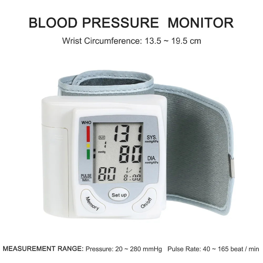 

Automatic Digital LCD Display Wrist Monitor Heart Beat Rate Pulse Meter Measure White Convenient Carry