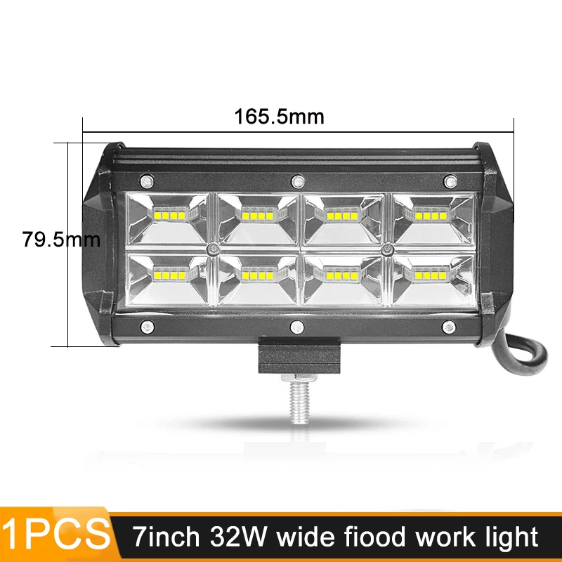 1PCS 32W wide flood DERI светодиодный рабочий светильник, 7 дюймов, 32 Вт, 36 Вт, 120 Вт, 150 Вт, комбинированный луч, Рабочая лампа, светодиодный светильник для внедорожника, 4x4, 4WD, трактор, противотуманная фара - Цвет: 1PCS 32W wide flood