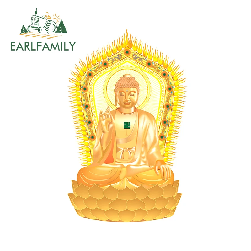 

EARLFAMILY 13 см x 8,1 см для золотой Будды индивидуальная наклейка Водонепроницаемая виниловая автомобильная пленка устойчивая к царапинам автом...