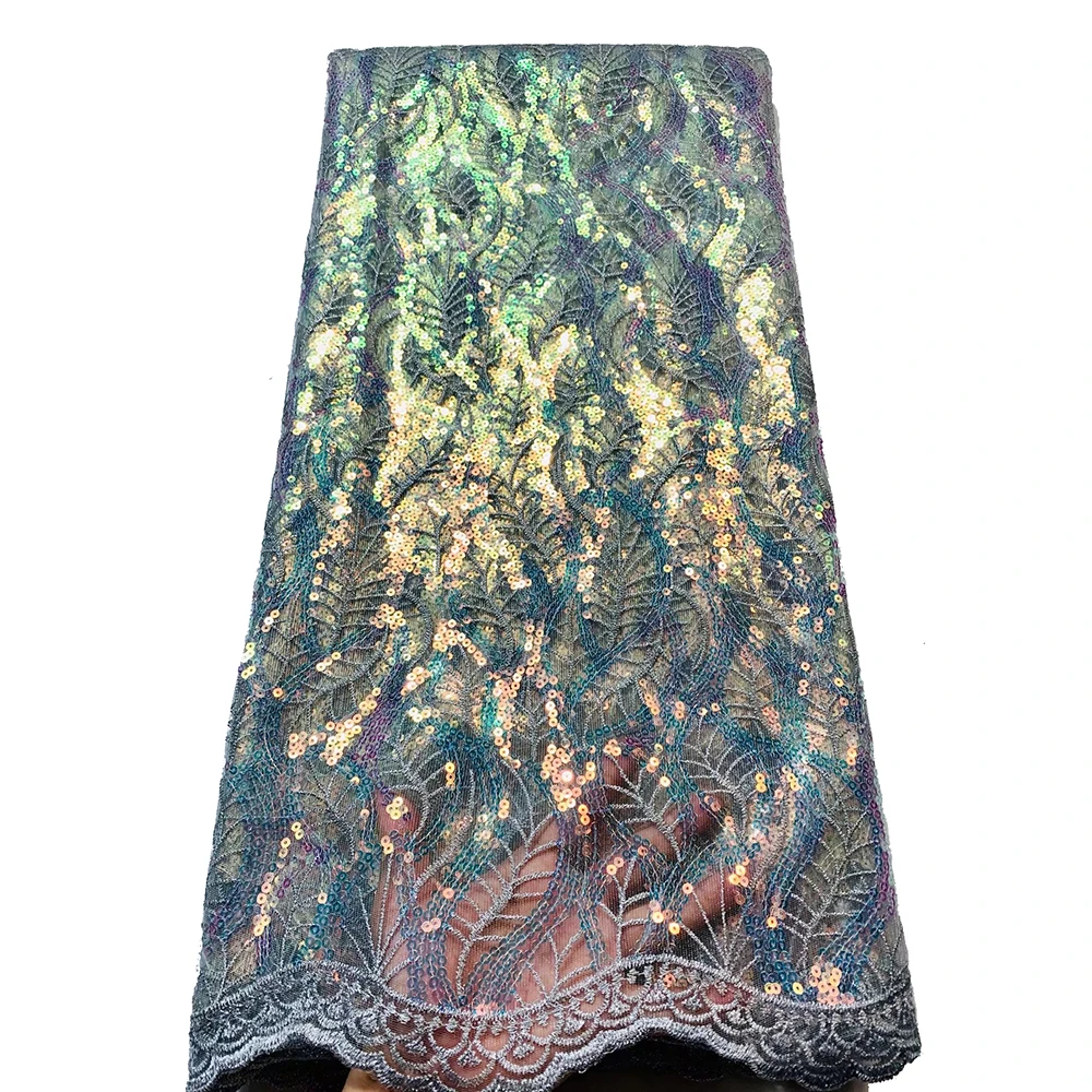 

Sinya High Quality African Sequins Lace Fabric Hot Sale Embroidery French Net Mesh Tulle Sequence For Women Dress