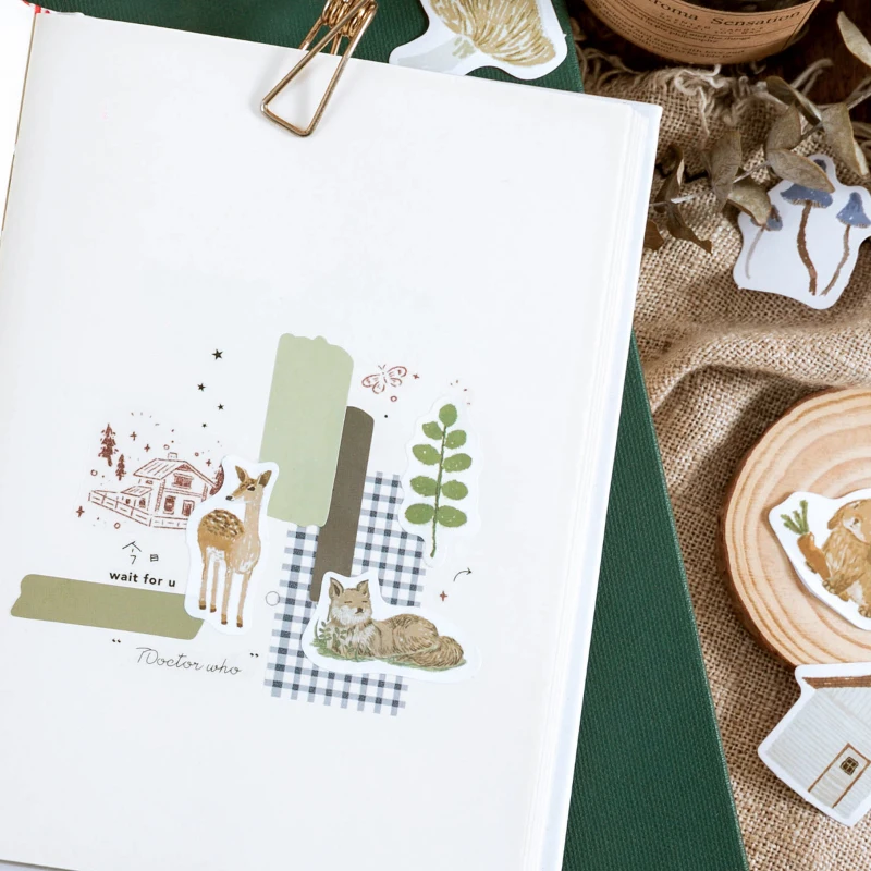 

46PCS/box New Time Forest Paper Lable Sealing Stickers Crafts Scrapbooking Decorative Lifelog DIY Stationery Sticker
