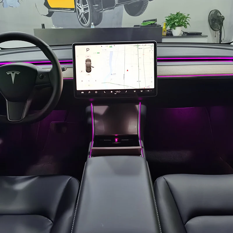 

Applicable to Tesla Model3 special 64 color LED atmosphere light interior decorative light auto parts decoration modification