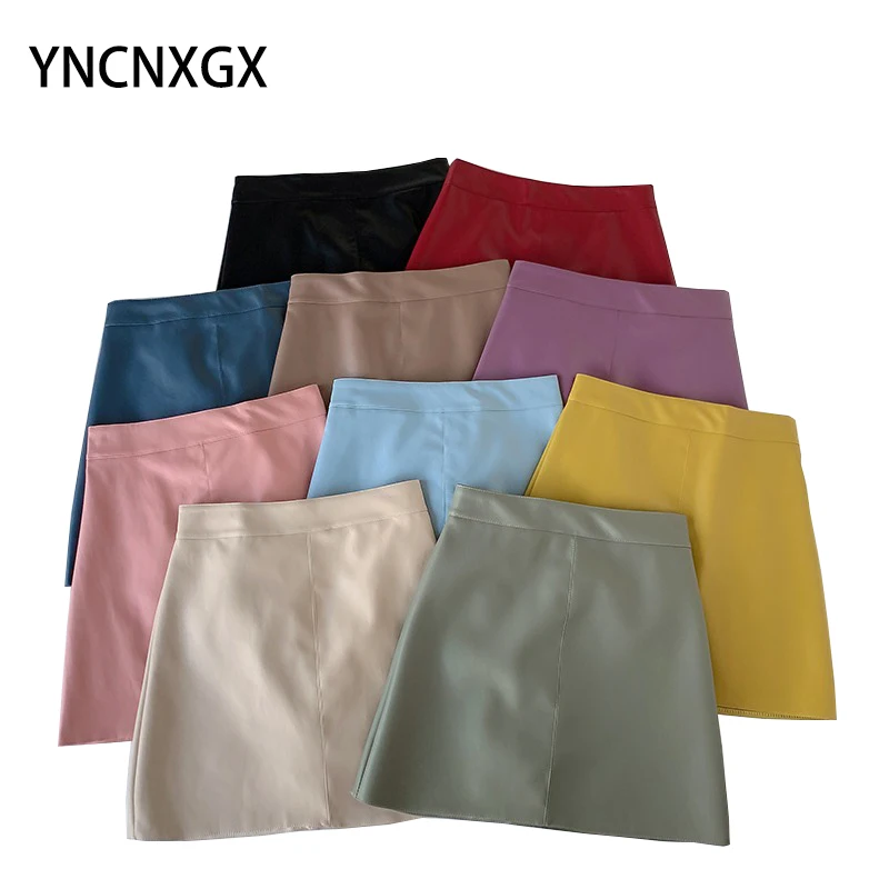 

Women's Skirt A-line Small Leather Skirt Summer The New High Waist Hip Skirt All-match Short Skirt Kawaii Korean Style