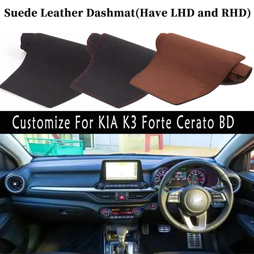 

Accessories Car-styling Suede Leather Dashmat Dashboard Cover Dash Mats Carpet For KIA K3 Forte Cerato BD 2019 2020 2021 RHD