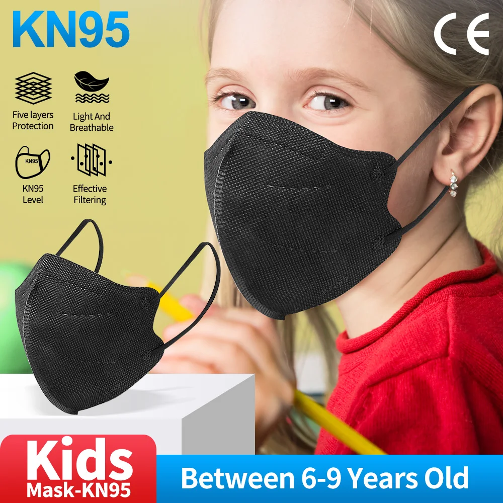 

10-100pcs FFP2 KN95 Kids Face Mask Dustproof Safety Mouth Masks Respirator 4 Layer Filter Breathable Protective Child Mondkapjes