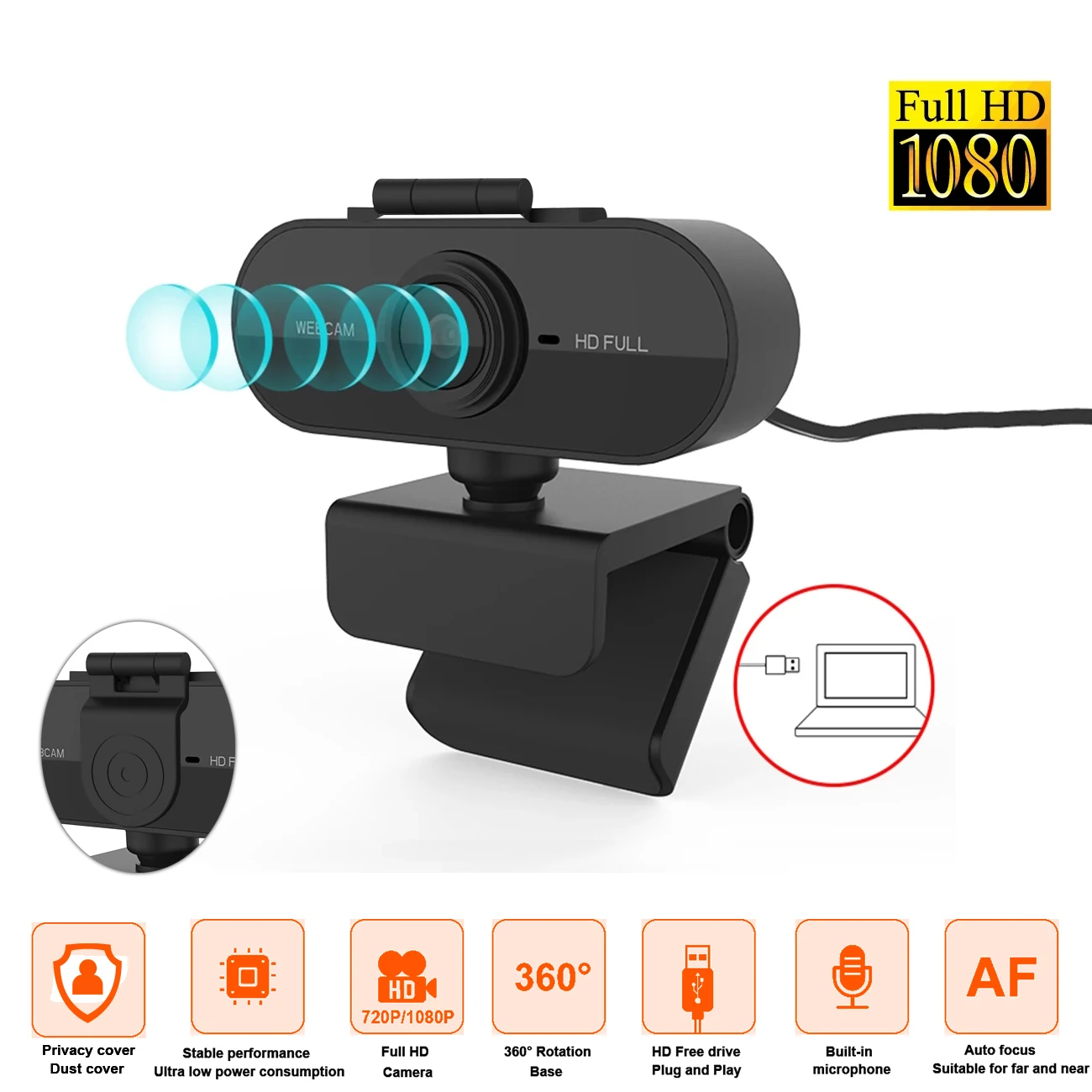 Для компьютера телефон с микрофоном веб-камера HD видео для ПК вращающаяся