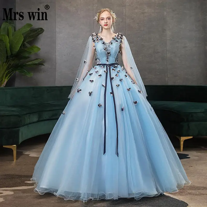 Mrs Win Quinceanera платья 2021 с v образным вырезом вечерние бальные винтажные накидкой