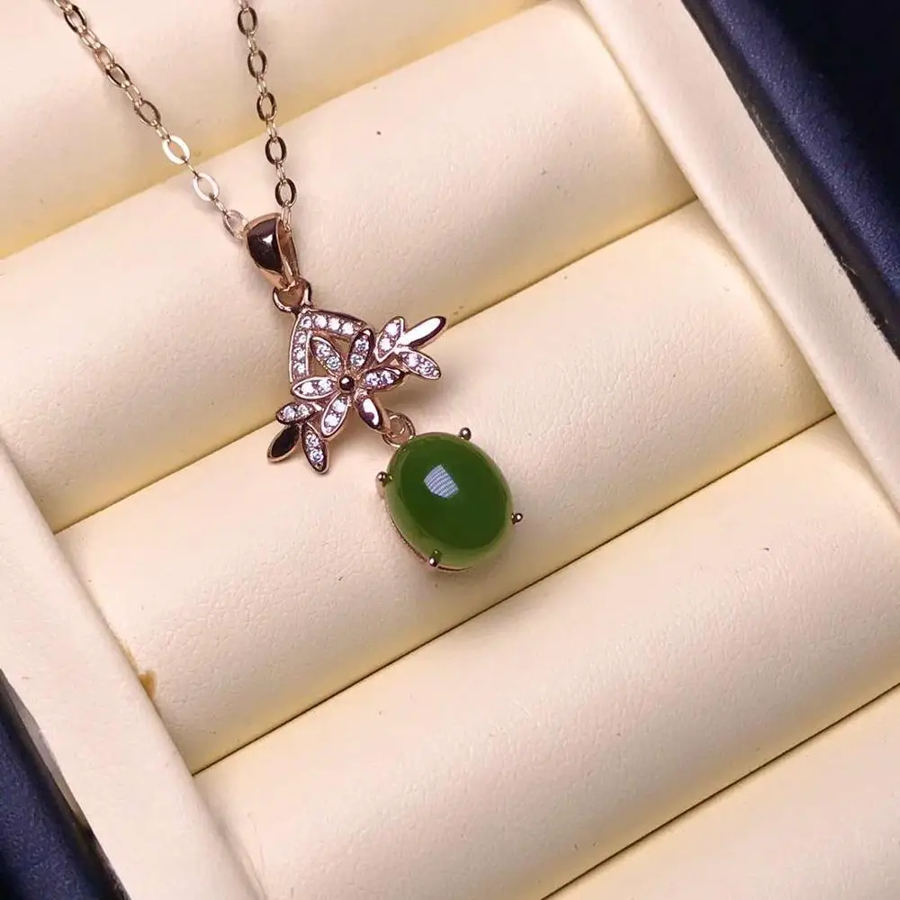 Цена за одну штуку ожерелье из натурального зеленого нефрита для женщин