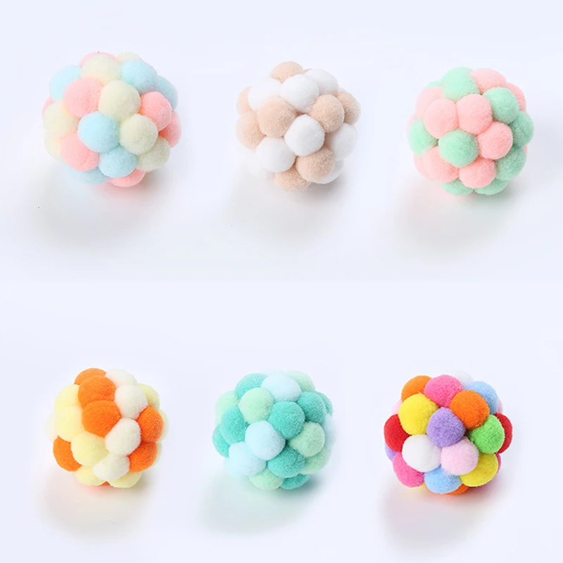 Cat Interactive Toy Balls Mouse Cage Toys Plush Artificial Colorful Teaser Pet Supplies | Дом и сад