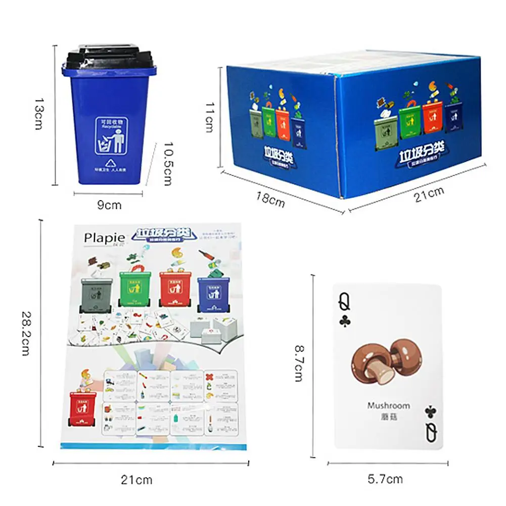 Mini Trash Can Toy Portable Outdoor Garbage Classification Learning Toys for Kids Card Game Board |