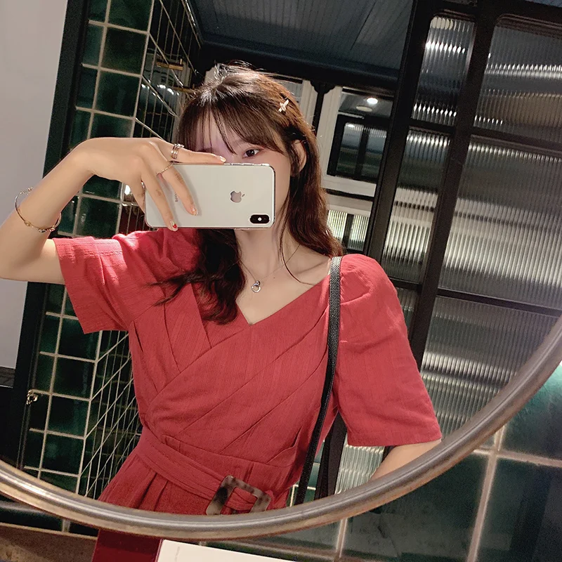 Женское мини-платье с поясом Mishow повседневное облегающее платье v-образным