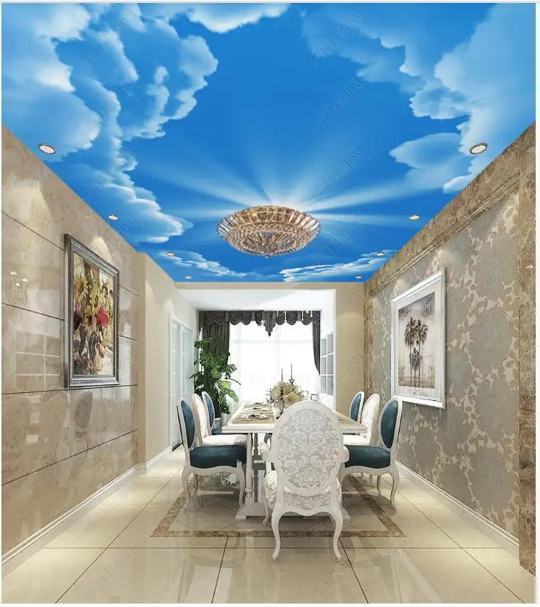 Пользовательские потолочные обои 3d Зенит Настенные для стен HD красивое голубое