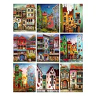 5D DIY Строительство мультфильм город Алмазная картина Алмазная мозаика полный дисплей квадратный кристалл вышивка сценические Стразы картинки