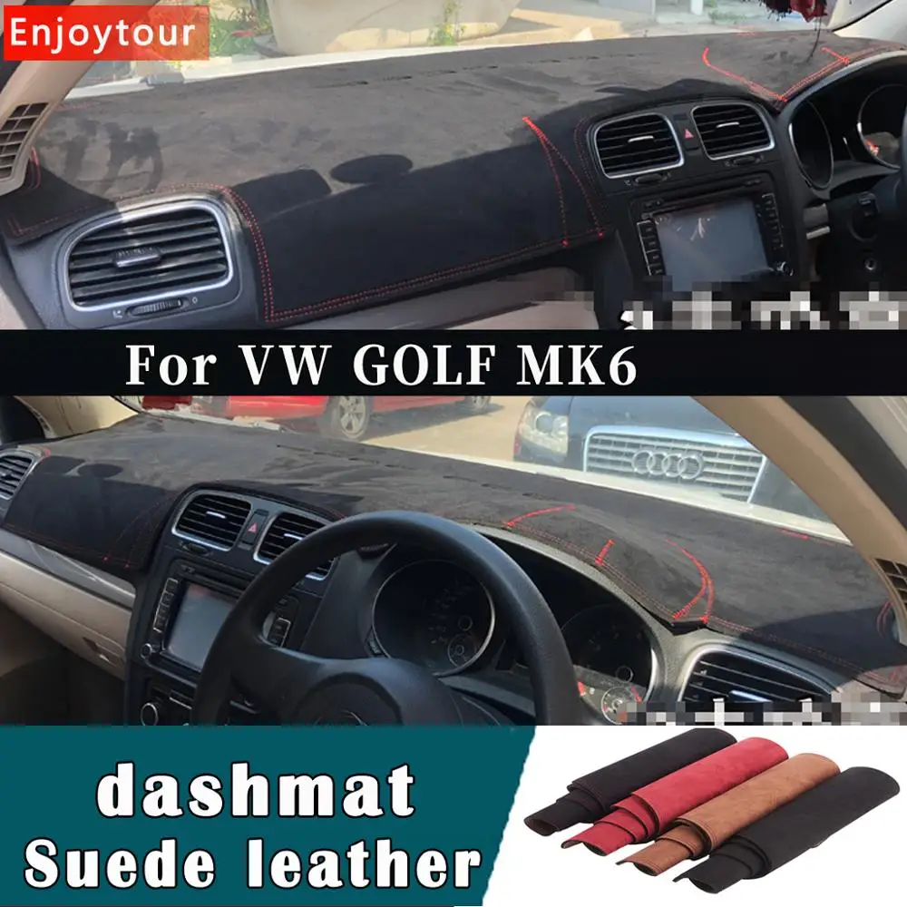 

Car-styling Suede Leather Dashmat Dashboard Custom Cover Pad Dash Mat Carpet for Volkswagen VW Golf Mk6 GTI R 2009 2010 2016 RHD