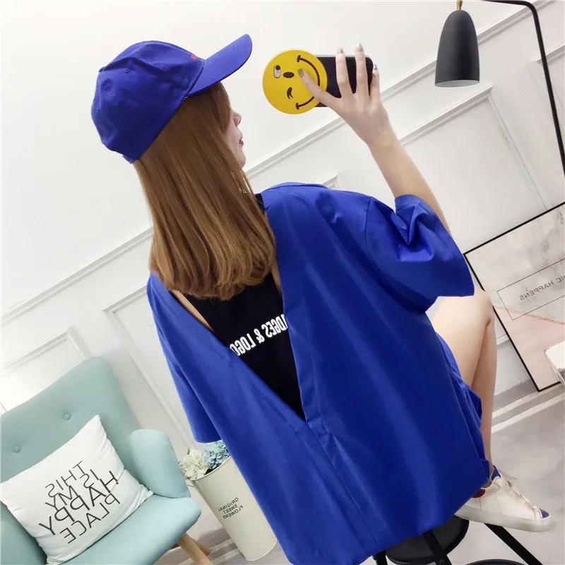 #4916 летняя футболка с имитацией двух частей Женская длинная коротким рукавом и