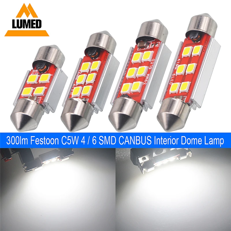 

10x Car Accessories LED Light Festoon C5W 4 SMD CANBUS LED 2835 6 SMD Interior Dome Lamp Auto Products 12V