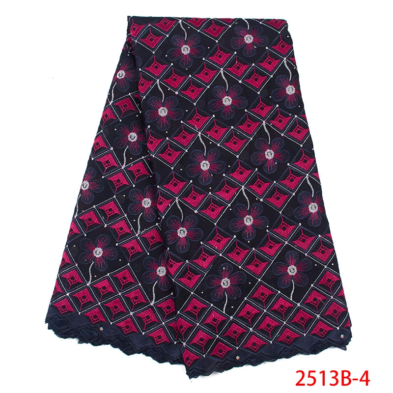 High Quality African Lace Fabric 2019 Latest Design Swiss Voile Cotton with Stones for Party Dress KS2513B-1 | Аксессуары для