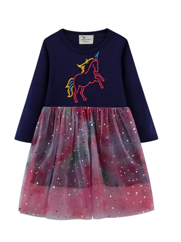 

Baby Girls Long Sleeve Dress for Autumn Winter Children Animal Mesh Unicorn Party Tutu Kids Girls Dresses