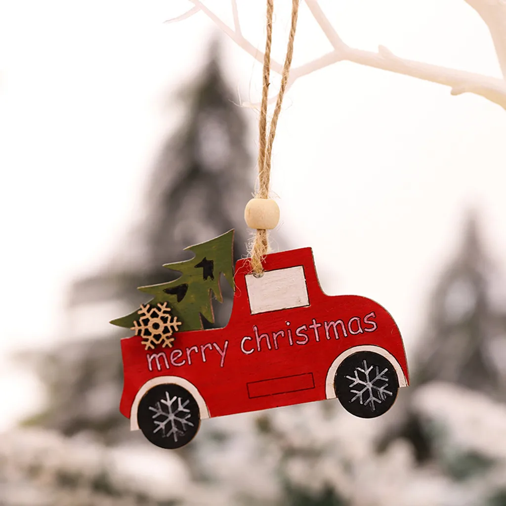 Christmas Decorating 1PC Wooden Hanging Christmas Tree Cabin Elk Car Ornament Xmas Party Home Decor navidad kerst natal#30