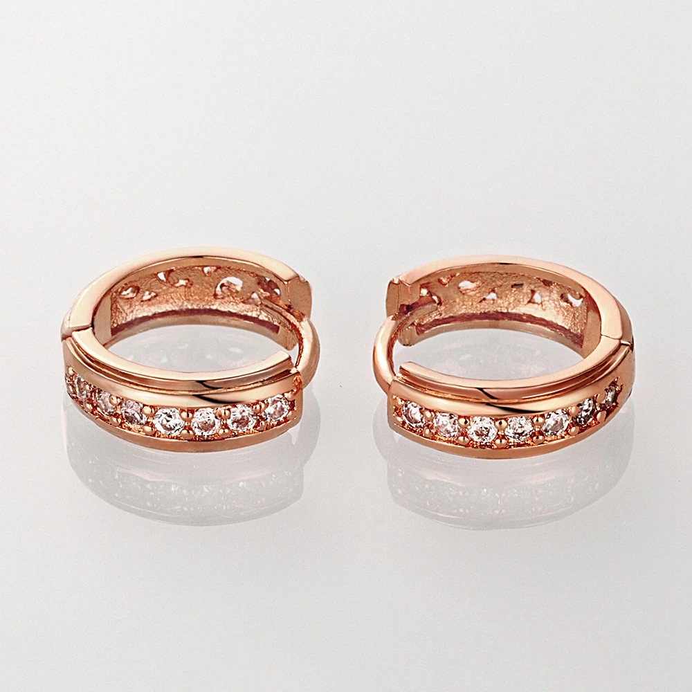INALIS 2 Colors Earrings For Women Round Inlaid Cubic Zirconia Copper Stud Earring Trendy Female Fashion Jewelry Girlfriend Gift | Украшения