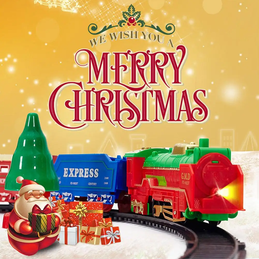 Рождественский Электрический поезд игрушки светильник итация света звуковой