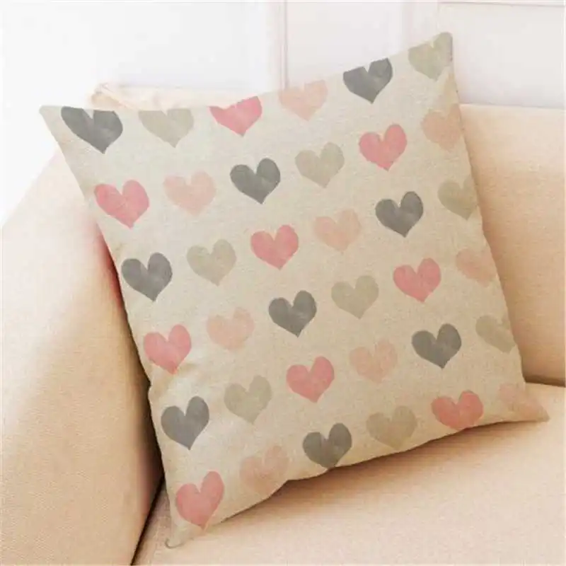 Наволочка для подушки в форме сердца на День святого Валентина хлопковая льняная