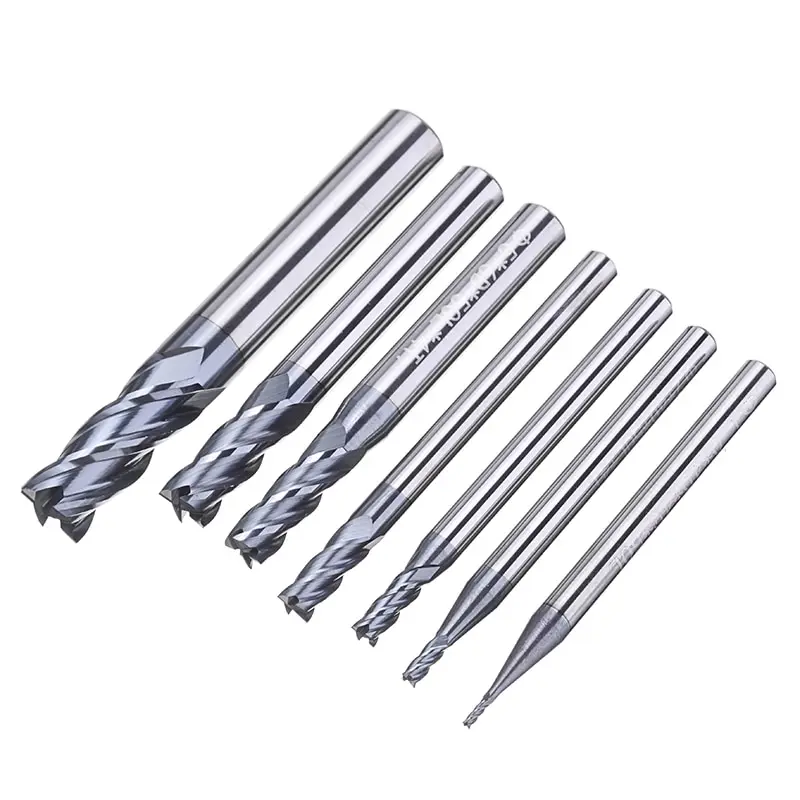 Набор концевых фрез комплект из 7 твердосплавных насадок с 4 канавками 50 градусов