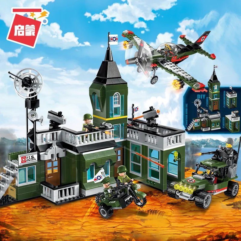 

627Pcs Building Blocks 1714 Military Series Bombing Command Small Particles Assembled Toy Gifts